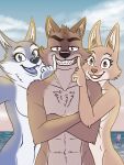  2022 5_fingers abs anthro athletic athletic_anthro athletic_male beach breasts canid canine canis casual_nudity chest_tuft crossed_arms diane_foxington digital_media_(artwork) dreamworks elbow_tuft eyebrow_piercing eyebrows facial_piercing fangs female fingers forced_smile fox fur grin group hair heresy_(artist) hi_res humanoid_hands illumination_entertainment inner_ear_fluff looking_at_viewer male male/female mammal mr._wolf_(the_bad_guys) navel nude open_mouth open_smile outside piercing porsha_crystal public public_nudity seaside sharp_teeth signature sing_(movie) sketch smile social_nudity teeth the_bad_guys tongue trio tuft unimpressed water wolf 