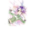  1girl amano_akira belt birthday breasts character_name chrome_dokuro closed_mouth dated eyepatch highres katekyo_hitman_reborn! looking_at_viewer midriff official_art purple_eyes purple_hair short_hair skirt solo white_background 