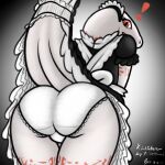  1:1 2022 absurd_res accessory albino anthro apron arm_tattoo big_butt big_eyes big_tail black_clothing black_dress bow_ribbon butt clothed clothing costume crusch_lulu dated digital_drawing_(artwork) digital_media_(artwork) dress english_text exclamation_point eyelashes female frilly frilly_accessory frilly_clothing frilly_dress frilly_garter frilly_hairband frilly_panties frilly_underwear fully_clothed furgonomics garter gradient_background gusset hair_accessory hairband hi_res kinktober leaning leaning_forward leg_tattoo lizard lizardman_(overlord) long_tail looking_at_viewer looking_back looking_back_at_viewer maid_apron maid_headdress maid_uniform multicolored_clothing multicolored_dress neck_tattoo open_mouth overlord_(series) panties presenting presenting_hindquarters raised_tail rear_view red_eyes red_tattoo reptile scalie shaded signature simple_background snout soft_shading solo spe standing surprise surprised_expression tail_accessory tail_dimple tail_garter tapering_tail tattoo text thick_tail thick_thighs thigh_gap thigh_tattoo tribal tribal_tattoo two_tone_clothing two_tone_dress underwear uniform upskirt white_apron white_body white_clothing white_panties white_underwear 