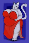  alolan_form alolan_persian anthro bedroom_eyes belly big_belly big_breasts big_butt breasts butt clothed clothing dress female hand_on_stomach hi_res huge_breasts looking_at_viewer narrowed_eyes navel_outline nintendo obese obese_anthro obese_female overweight overweight_anthro overweight_female persian_(disambiguation) plantedpot pokemon pokemon_(species) regional_form_(pokemon) seductive simple_background solo tight_clothing translucent translucent_clothing video_games whiskers 