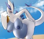  &lt;3 absurd_res alternate_version_at_source anthro anthrofied areola artist_name bahnbahn_(artist) belly big_belly big_breasts blue_areola blue_body blue_nipples breasts day female generation_2_pokemon hand_on_butt hi_res huge_breasts legendary_pokemon lugia multicolored_body nintendo nipples nude open_mouth outside pokemon pokemon_(species) pokemorph pregnant solo text tongue tongue_out two_tone_body url video_games wet white_body 