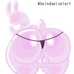  1:1 2021 anthro axoarts backsack balls big_butt biped butt butt_focus clothing eyeless gastropod genitals huge_butt ineffective_clothing male mollusk pink_body presenting presenting_hindquarters raised_tail rear_view short_tail simple_background slug solo standing thong thong_only underwear white_background 