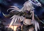  angel_wings breasts crop_top feathered_wings flower halo heterochromia ikasoke_(likerm6au) long_hair low_wings magic_circle medium_breasts midriff navel no_game_no_life open_mouth purple_eyes ribbon silver_hair skirt solo tattoo white_wings wing_ears wings yellow_eyes 