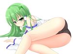  detached_sleeves frog green_eyes green_hair hair_ornament highres kochiya_sanae long_hair no_pants panties solo touhou underwear yoye_(pastel_white) 