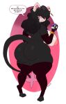 anthro big_breasts black_hair breasts clothing dialogue english_text female generation_4_pokemon hair hi_res huge_breasts legwear looking_at_viewer looking_back looking_back_at_viewer luxray master_ball nintendo pokeball pokemon pokemon_(species) roly solo text thick_thighs thigh_highs video_games 