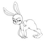  all_fours anthro ass_up bent_over big_breasts big_butt breasts buckteeth butt daredemon7000 disney female hi_res huge_breasts judy_hopps lagomorph leporid looking_back mammal monochrome narrowed_eyes nude rabbit solo teeth thick_thighs zootopia 