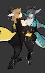  2022 5_fingers anthro areola breasts clothed clothing digital_media_(artwork) duo ear_piercing ear_ring eyebrows eyelashes female fingers fish marine ni70 non-mammal_breasts piercing ring_piercing shark simple_background standing 