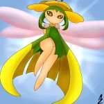  1:1 alexzozaya anthro catcher_monsters fairy fakemon female hi_res humanoid leafitty low-angle_view mobile_games solo thick_thighs 