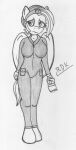  alternate_universe anthro biped clothing equid equine female fluttershy_(mlp) friendship_is_magic hasbro horse mammal monochrome my_little_pony pegasus pony reddragonkan shear_(disambiguation) solo traditional_media_(artwork) uniform wings 