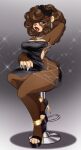  2022 5_fingers anthro breasts brown_eyes brown_hair clothed clothing digital_media_(artwork) dress eyebrows eyelashes feet female fingers hair hi_res nitricacid solo toes 