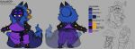  2021 3_tails 3_toes 4_fingers action_pose animal_humanoid anklet armband bell bell_accessory blue_body blue_bottomwear blue_clothing blue_ears blue_eyes blue_fur blue_hair blue_pants blue_tail blulagoth_(ebiinari) bottomwear bow_ribbon bracelet breasts canid canid_humanoid canine canine_humanoid claws cleavage clothed clothing color_swatch dipstick_ears dipstick_tail ears_up ebiinari english_text eyebrow_through_hair eyebrows feet female finger_claws fingers fox fox_ears fox_humanoid fox_spirit fox_tail front_view fur gloves_(marking) grey_background hair holding_object humanoid jewelry jingle_bell kick leg_markings legband long_hair long_tail mammal mammal_humanoid markings medium_breasts model_sheet monster_girl_(genre) multi_tail multicolored_body multicolored_ears multicolored_fur multiple_poses pants pawpads pose rear_view simple_background socks_(marking) solo spiked_anklet spiked_armband spiked_bracelet spiked_legband spikes stretching tail_markings text thick_thighs three-quarter_view toe_claws toes toga translucent translucent_hair two_tone_body two_tone_fur wide_hips 