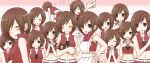  &gt;_&lt; 1girl apron bangs belt blush bottle breasts brown_eyes brown_hair closed_eyes closed_mouth collared_shirt commentary_request crop_top drunk hair_between_eyes holding holding_bottle looking_at_viewer medium_breasts meiko midriff miniskirt multiple_views navel open_mouth own_hands_together popped_collar red_shirt red_skirt shirt short_hair skirt smile tomo-graphy upper_body vocaloid white_apron white_belt 