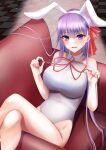  1girl bangs bb_(fate) bb_(fate/extra) blush breasts fate/extra fate/extra_ccc fate_(series) hair_ribbon highres large_breasts long_hair looking_at_viewer open_mouth purple_eyes purple_hair red_ribbon ribbon smile solo very_long_hair yumeneko_nyaa 