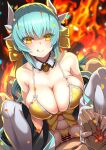  1boy 1girl bangs bare_shoulders bikini blush bow breasts cleavage command_spell cowgirl_position detached_collar dragon_girl dragon_horns fate/grand_order fate_(series) fiery_background fire girl_on_top green_hair grinding hair_bow hair_ribbon hetero holding_hands horns imminent_penetration imminent_rape imminent_vaginal japanese_clothes kimono kiyohime_(fate) kiyohime_(swimsuit_lancer)_(fate) kiyohime_(swimsuit_lancer)_(first_ascension)_(fate) large_breasts licking_lips long_hair looking_at_viewer medium_breasts multiple_horns off_shoulder one-piece_swimsuit penis precum ribbon sekai_saisoku_no_panda shaking sitting sitting_on_person smile solo_focus spread_legs squatting_cowgirl_position straddling swimsuit thighhighs thighs tongue tongue_out white_hair white_kimono white_thighhighs yellow_bikini yellow_bow yellow_eyes 