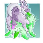  &lt;3 1:1 absurd_res after_sex bodily_fluids cum cum_in_ass cum_inside dialogue doggystyle duo eevee eeveelution ejaculation english_text feral from_behind_position fur generation_1_pokemon generation_6_pokemon genital_fluids genitals goodra goovee green_body green_fur green_penis hi_res hybrid jolteon keele looking_pleasured male male/male mounting nintendo penetration penis pokemon pokemon_(species) purple_body purple_fur purple_penis sex spicykiwki text video_games 