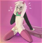  &lt;3 2022 anthro balls blush bodily_fluids bovid caprine clothing deltarune digital_media_(artwork) dildo dildo_insertion dildo_sitting erection eyewear fur genital_fluids genitals glasses goat headgear headwear hi_res horn legwear male mammal masturbation nipples penetration penis ralsei sex_toy sex_toy_insertion shtein simple_background solo thigh_highs twitter undertale_(series) video_games website_logo white_body white_fur 