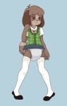  absurd_res animal_crossing anthro blush canid canine canis clothed clothing crossdressing diaper digby_(animal_crossing) dljoe domestic_dog footwear hi_res lace legwear looking_down male mammal nintendo shoes smile solo stockings topwear vest video_games 