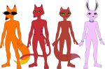  5_toes absurd_res anthro bunny_(courage_the_cowardly_dog) canid canine cartoon_network courage_the_cowardly_dog domestic_cat feet felid feline felis female fox group hi_res humanoid humanoid_feet katz_(courage_the_cowardly_dog) kitty_(courage_the_cowardly_dog) lagomorph leporid male mammal model_sheet rabbit sparksstars the_cajun_fox toes 