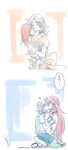  carrying comic hong_meiling hug izayoi_sakuya kiss multiple_girls ponke red_hair short_hair silver_hair touhou translated yuri 