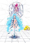  abs blonde_hair blue_choker blue_eyes blue_hair bow breasts choker commentary_request crater cure_blossom cure_marine cure_sunshine hanasaki_tsubomi heartcatch_precure! isami_jun kurumi_erika long_hair magical_girl multiple_girls muscle myoudouin_itsuki pink_bow pink_hair precure small_breasts thighhighs torn_clothes very_long_hair yellow_eyes 