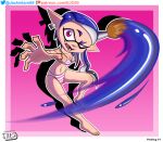  absurd_res animal_humanoid blue_hair bra breasts cephalopod cephalopod_humanoid clothed clothing digital_media_(artwork) ear_piercing ear_ring fangs female hair hi_res humanoid inkling inkling_girl jackintaro looking_at_viewer marine marine_humanoid mollusk mollusk_humanoid nintendo open_mouth panties piercing pink_eyes pseudo_hair ring_piercing simple_background smile solo splatoon tentacle_hair tentacles underwear video_games 