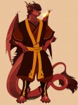  anthro avatar:_the_last_airbender breath_powers clothing dragon elemental_manipulation fire fire_breathing fire_manipulation hi_res horn male membrane_(anatomy) membranous_wings nickelodeon scalie scar solo wings yseeart zuko 
