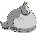  2011 belly big_belly canid canine canis feral fur grey_body grey_fur hair hector_(hectorthewolf) hectorthewolf immobile male mammal morbidly_obese morbidly_obese_feral morbidly_obese_male mouth_closed nude obese obese_feral obese_male overweight overweight_feral overweight_male paws resting_on_belly side_view sitting smile solo wide_eyed wolf 