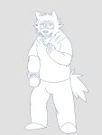  absurd_res anthro bottomwear clenched_hands clothing dave_(password) exposed_teeth flashlight_(object) hand_on_chest hi_res hoodie hyaenid male mammal mrjosh47 pants scared solo striped_hyena teeth_visible topwear worried 