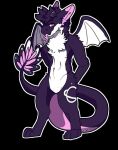 absurd_res anthro black_background dragon ears_back feet forked_tongue hi_res horn iv male markings muscular pivoted_ears saturnn simple_background solo tail_markings tongue wings 