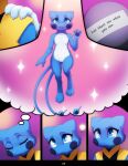  anthro blue_body blue_fur clothing comic costume darkmirage dragonchu_(character) female fur genitals hand_on_shoulder hi_res hybrid mammal nintendo note nude open_mouth page_number pokemon pokemon_(species) pussy realization solo thought_bubble video_games 