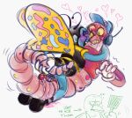  anthro arthropod arthropod_abdomen black_body blue_body butterfly clothing colored_sketch duck_guy_(dhmis) duo genitals gloves handwear insect insect_wings legless lepidopteran male male/male multicolored_body penis pink_body red_penis shrignold_(dhmis) sketch spots unruly_hare warren_the_eagle wings worm 
