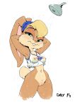  anthro bottomless clothed clothing female hi_res lagomorph leporid lola_bunny looney_tunes mammal nipple_piercing nipples piercing rabbit reddishfox_(artist) shower solo warner_brothers wet wet_clothing 