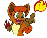  anthro canid canine digital_drawing_(artwork) digital_media_(artwork) fangs female fire fox generation_1_pokemon green_eyes hair low_res mammal nintendo open_mouth pokemon pokemon_(species) reddragonkan short_hair solo video_games vulpix 