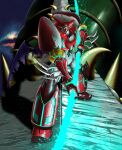  energy_weapon getter_robo highres holding holding_weapon ishikawa_ken_(illustrated) ishikawa_ken_(style) looking_at_viewer mecha robot shin_getter-1 shin_getter_dragon shin_getter_robo space sparkle tomolow1971 weapon 