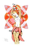  anthro belly_dancer breasts cheetah clothed clothing dancing felid feline female hi_res lionclaw1 mammal nipples nude solo topless traditional_media_(artwork) 