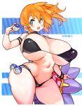  1girl bikini black_bikini blue_eyes breasts great_ball large_breasts misty_(pokemon) navel orange_hair poke_ball pokemon pokemon_(creature) pokemon_(game) pokemon_rgby sachito short_hair side_ponytail spiked_hair swimsuit 