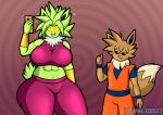  al_gx anthro big_breasts brainwashing breasts brown_body cellphone clothing cosplay crossover crossover_cosplay dragon_ball dragon_ball_super dragon_ball_z duo ear_piercing ear_ring eevee eeveelution female generation_1_pokemon glowing glowing_eyes goku hi_res hypnosis jolteon kefla male male/female mind_control nintendo orange_clothing phone piercing pokemon pokemon_(species) ring_piercing seductive shiny_pokemon size_difference spiral spiral_eyes sportswear thick_thighs video_games white_body 