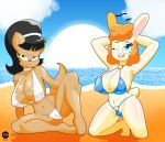  absurd_res anthro beach bikini breasts clothing cranebear domestic_cat duo felid feline felis female hi_res kitty_katswell mammal nickelodeon seaside swimwear t.u.f.f._puppy tammy 