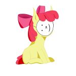  1:1 2020 :^) absurd_res accessory alpha_channel apple_bloom_(mlp) bow_ribbon divifilly female feral friendship_is_magic hair_accessory hair_bow hair_ribbon hasbro hi_res mane my_little_pony reaction_image red_mane ribbons sitting solo yellow_body 