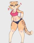  &lt;3 absurd_res akino_(kemokin_mania) anthro bra breasts cheetah clothing felid feline female hi_res mammal muscular muscular_female navel orange_eyes solo sports_bra tozamtr underwear 