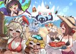  &gt;_&lt; 2boys ara_(guardian_tales) beach beer_mug blonde_hair chibi cup curled_horns eight-tailed_fox_nari female_knight_(guardian_tales) goggles goggles_on_head green_eyes guardian_tales hat helmet horns innkeeper_loraine junsuina_fujunbutsu little_princess_(guardian_tales) lobster long_hair mad_panda_trio mug multiple_boys multiple_girls nine_tailed_fox_garam octopus open_mouth red_panda summer_innkeeper_loraine sun_hair_ornament sun_hat swimsuit tentacles waves white_beast_(guardian_tales) wolf 