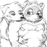 2021 animal_crossing anthro belly belly_grab canid canine canis domestic_dog duo groping_from_behind humanoid_hands k.k._slider kemono male mammal moobs mujina_uranoya nintendo overweight overweight_male raccoon_dog sketch tanuki tom_nook_(animal_crossing) video_games 