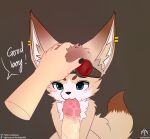  absurd_res ambiguous_gender anthro blush canid canine colored_nails ear_piercing eyewear fennec fox genitals glasses headpat hi_res humanoid_genitalia male mammal nails penetration penis piercing senz shallow_penetration sitting sucking sucking_tip wet wet_penis 