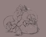  5:4 anthro balls belly bento_(character) big_balls big_belly big_penis binturong blush digitigrade dragon duo genitals hi_res huge_balls huge_penis hyper hyper_balls hyper_belly hyper_genitalia hyper_penis kaiju looking_pleasured male male/male mammal palace_(character) penetration penis sex sketch suck_mcjones viverrid 