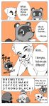  2022 animal_crossing anthro avian beverage blush brewster_(animal_crossing) canid canine canis clothing coffee comic dialogue domestic_dog duo english_text eyes_closed eyewear glasses hi_res isabelle_(animal_crossing) k.k._slider kemono mammal mujina_uranoya nintendo raccoon_dog shirt tanuki text tom_nook_(animal_crossing) topwear video_games 