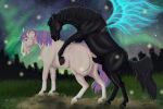  2021 animal_genitalia animal_penis animal_pussy aurora_borealis black_body black_hair black_mane black_tail blue_eyes detailed_background digital_media_(artwork) dream_merchant duo equid equine equine_anus equine_penis equine_pussy eyes_closed female female_penetrated feral from_behind_position genitals grass hair hooves horse looking_at_another looking_back looking_pleasured male male/female male_penetrating male_penetrating_female mammal mane mounting multicolored_body multicolored_hair open_mouth penetration penis plant pussy scar sex sophistique_(dream_merchant) two_tone_body two_tone_hair two_tone_tail vaginal vaginal_penetration 