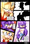  2022 aleon_the_hedgehog_(angeloid003) angeloid003 anthro black_nose blue_eyes blush chest_tuft clothed clothing comic dialogue digital_media_(artwork) english_text eulipotyphlan eyelashes eyes_closed fan_character female fingers hedgehog hi_res male mammal open_mouth sega sonic_the_hedgehog_(series) speech_bubble text tuft yellow_eyes 