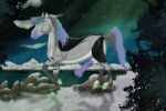  2022 animal_genitalia animal_penis aurora_borealis balls detailed_background digital_media_(artwork) dream_merchant equid equine equine_penis erection facial_markings feral flared_penis genitals green_eyes hair head_markings hooves horse looking_at_viewer male mammal markings multicolored_body multicolored_hair multicolored_tail night penis raised_leg raised_tail sky snow solo star starry_sky 