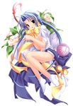  absurdres ball bell blue_hair breasts flower fujiwara_warawara highres small_breasts solo yunoha yunohana 