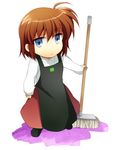 apron blue_eyes brown_hair janitor lowres lyrical_nanoha mahou_shoujo_lyrical_nanoha mahou_shoujo_lyrical_nanoha_a's mahou_shoujo_lyrical_nanoha_a's_portable:_the_battle_of_aces material-s solo takana 